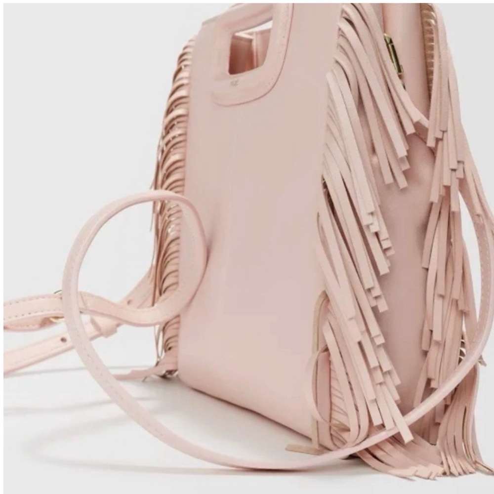 Maje M bag With Fringe - Pale Pink Leather Cross-body Purse - EUC - Picture 9 of 10